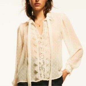 Zara Romantic Lace Tie Blouse